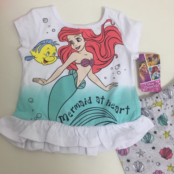 Disney Ariel set shorts leggings top - Picture 2 of 4